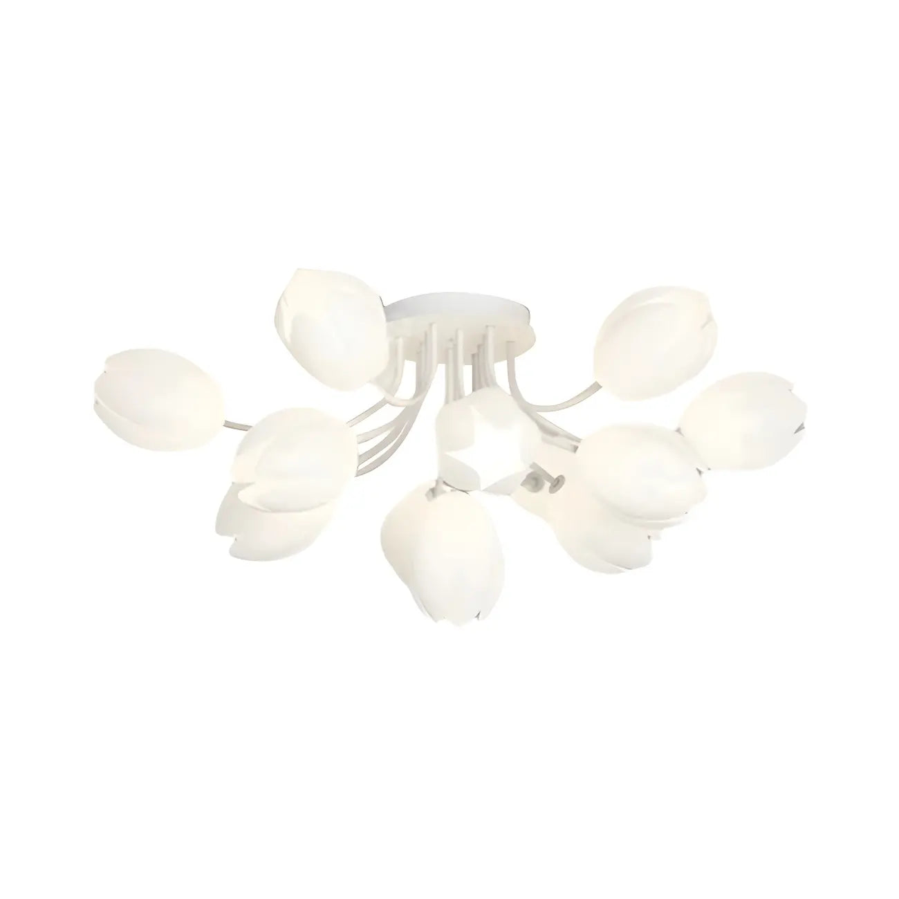Plafonnier semi-encastré minimaliste en résine blanche à motif floral