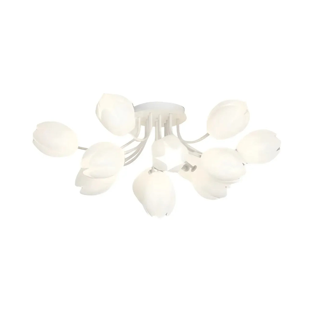 Plafonnier semi-encastré minimaliste en résine blanche à motif floral
