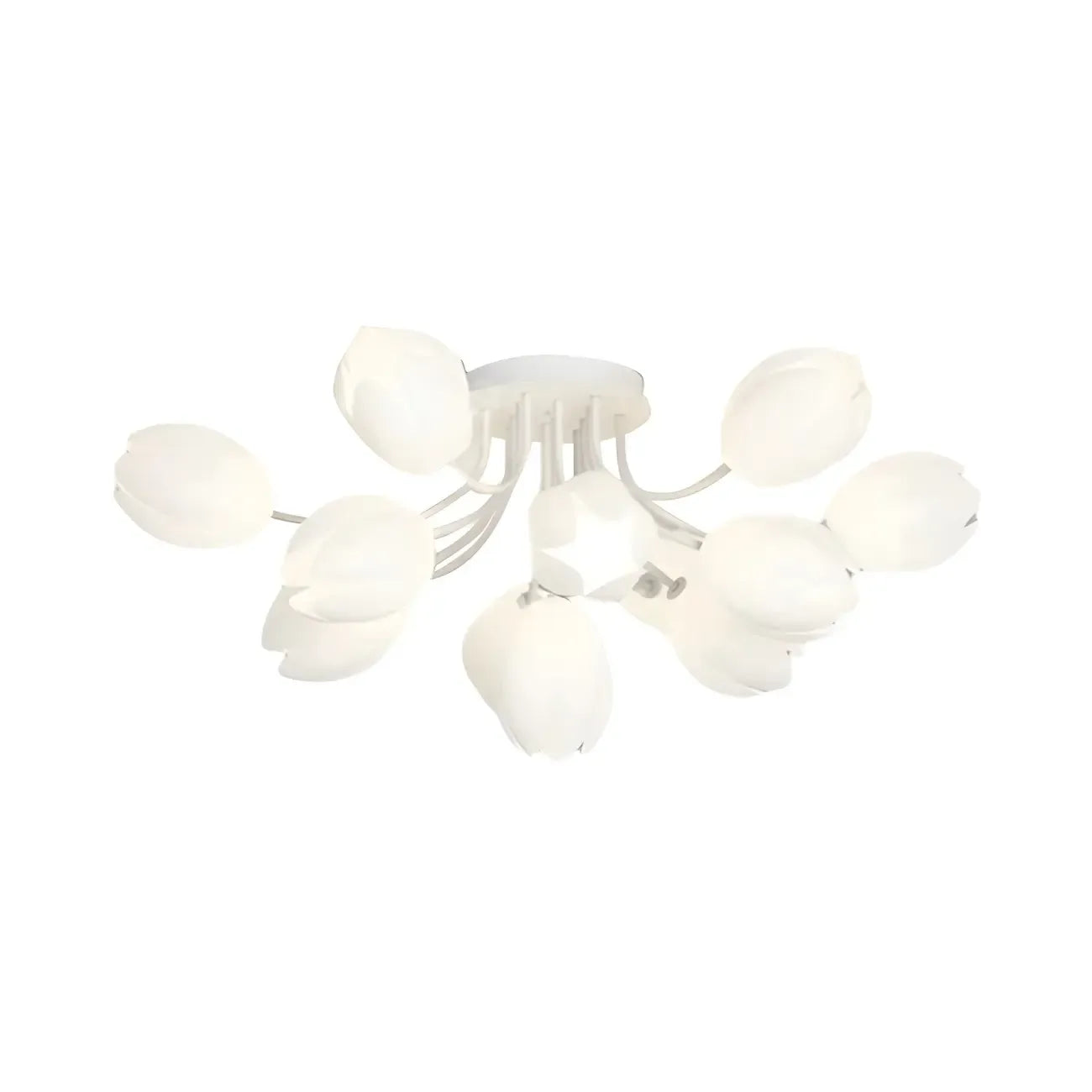 Plafonnier semi-encastré minimaliste en résine blanche à motif floral