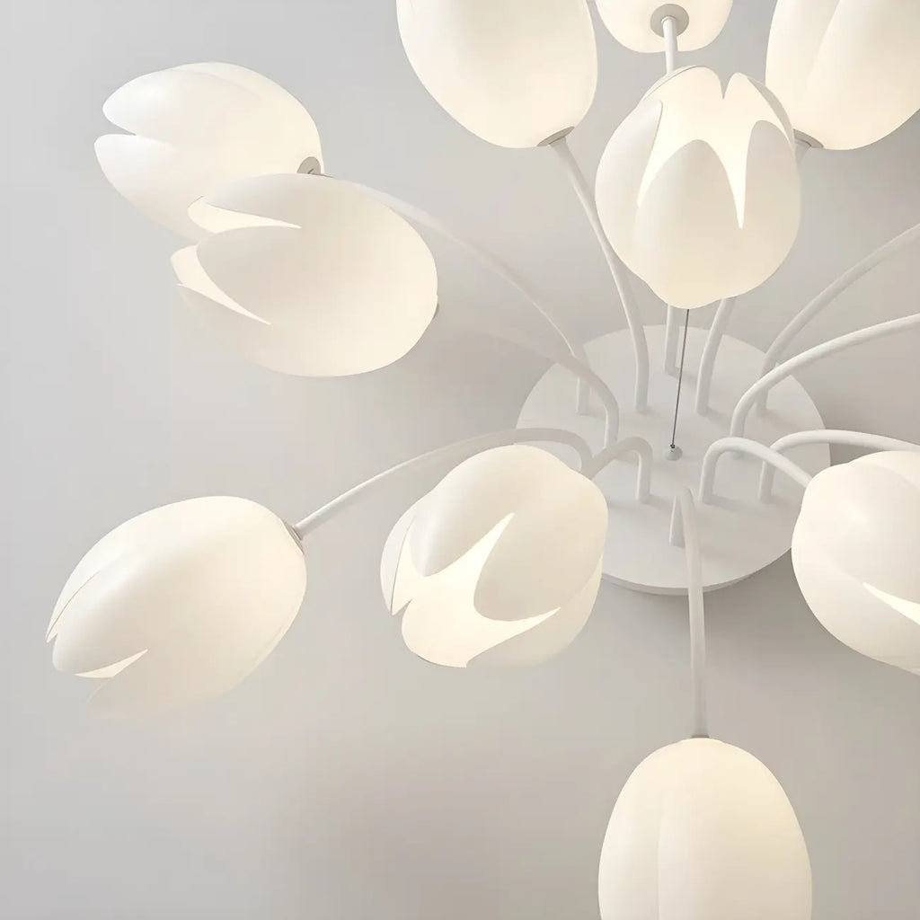 Plafonnier semi-encastré minimaliste en résine blanche à motif floral