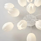 Plafonnier semi-encastré minimaliste en résine blanche à motif floral
