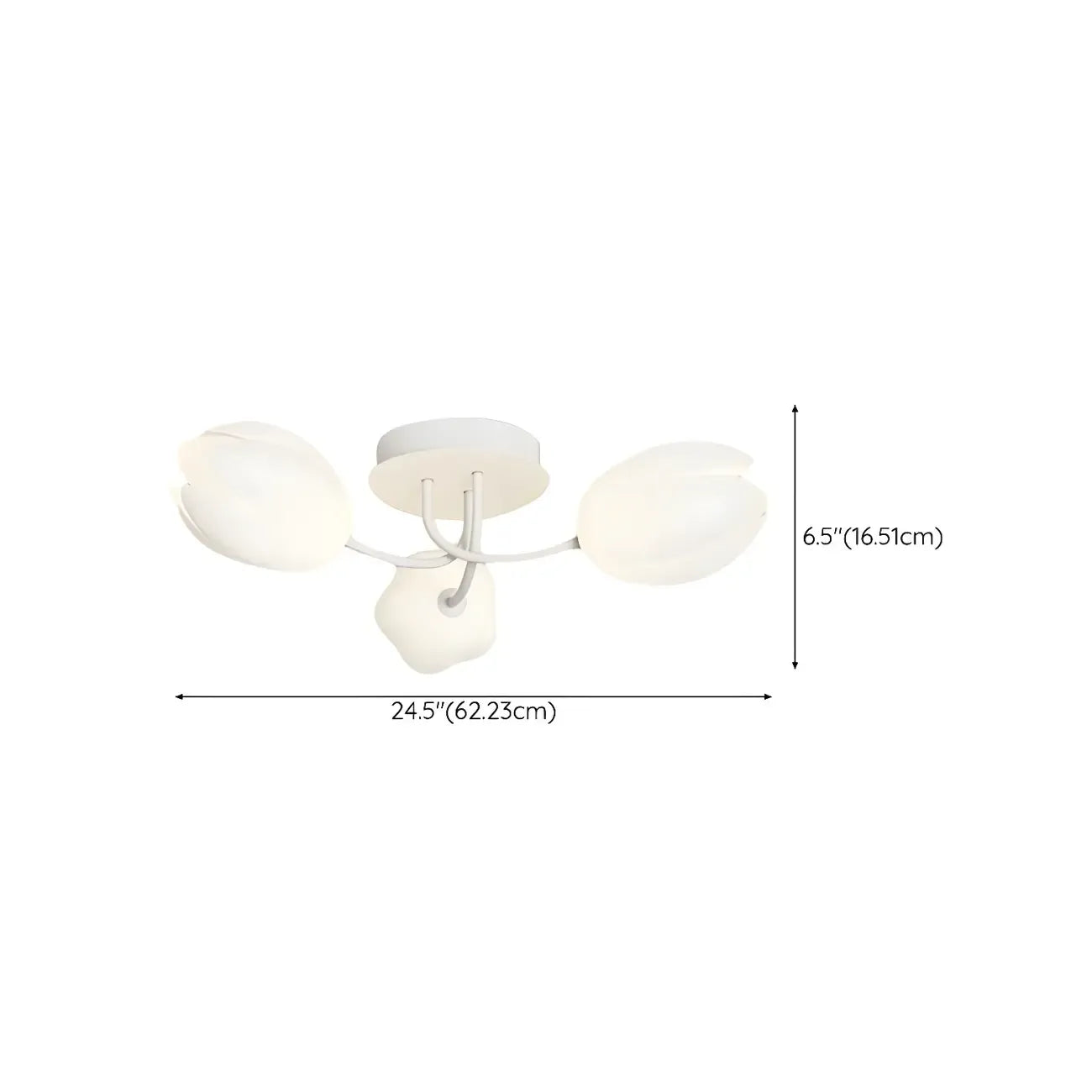 Plafonnier semi-encastré minimaliste en résine blanche à motif floral