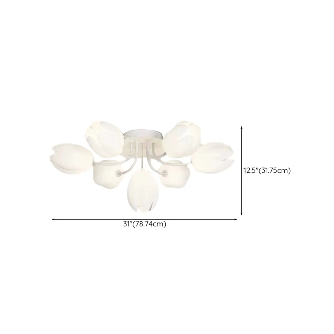 Plafonnier semi-encastré minimaliste en résine blanche à motif floral