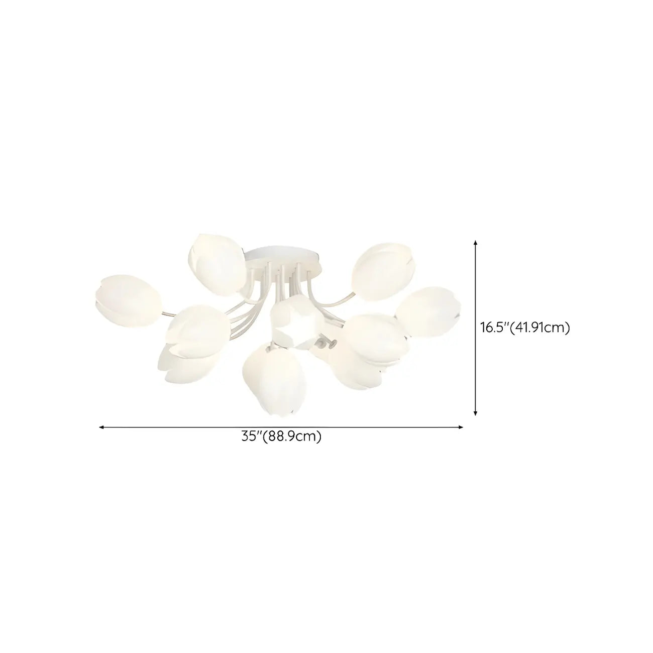 Plafonnier semi-encastré minimaliste en résine blanche à motif floral