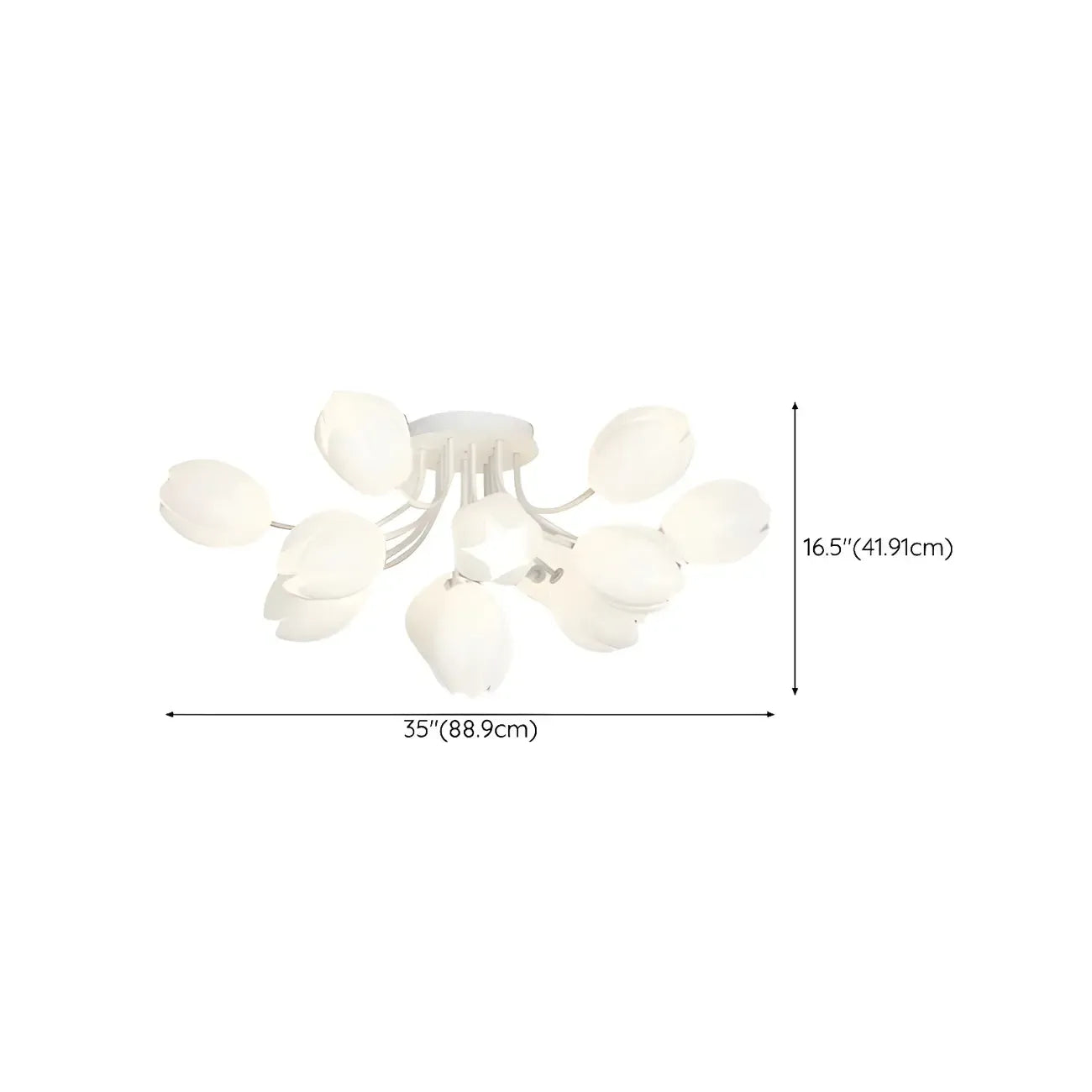 Plafonnier semi-encastré minimaliste en résine blanche à motif floral