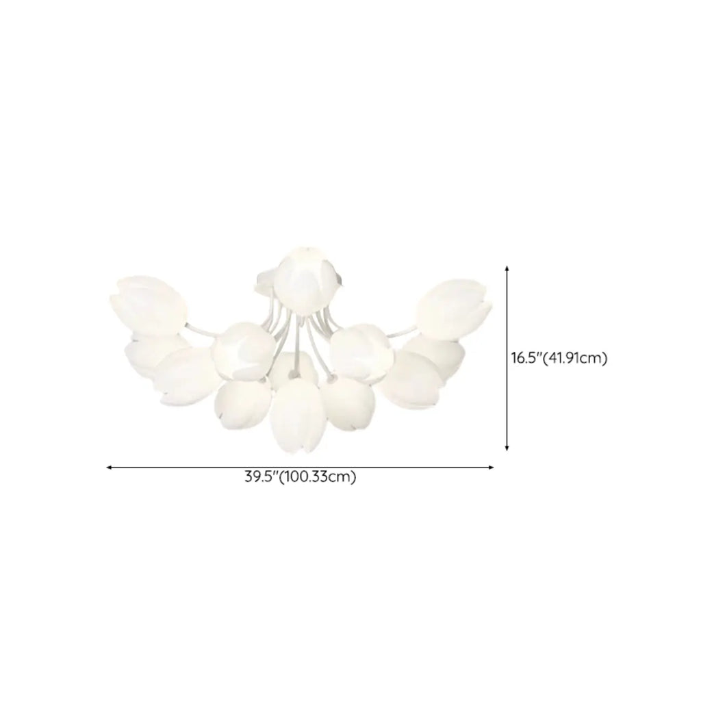 Plafonnier semi-encastré minimaliste en résine blanche à motif floral