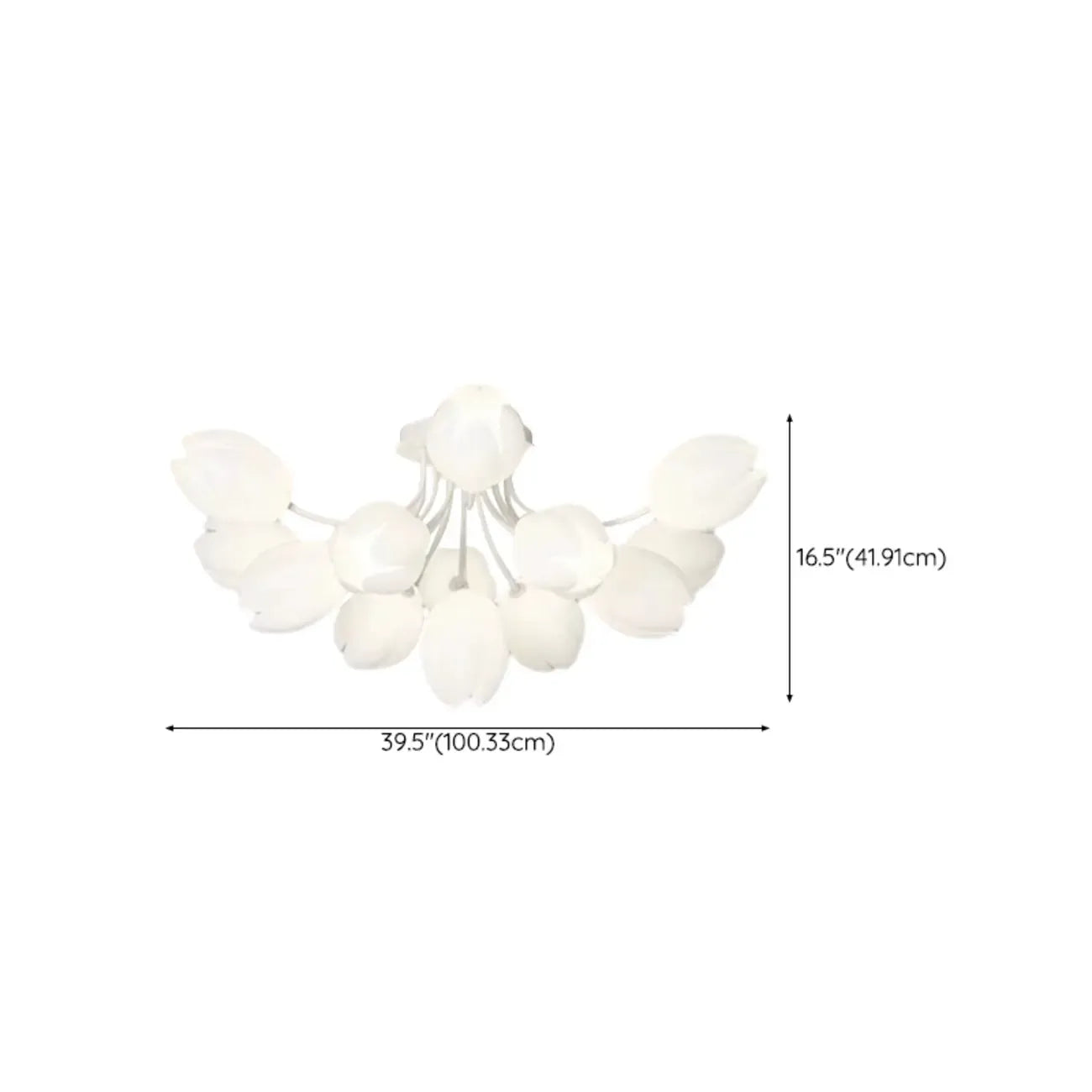 Plafonnier semi-encastré minimaliste en résine blanche à motif floral