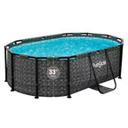 Funsicle 9'10 Oasis Designer Oval Above Ground Pool w/ Pump, Dark Herringbone