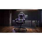 Ora Maison Sedia da Gaming Ergonomica con Poggiapiedi e Massaggio Lombare, Sedia da Computer Girevole Regolabile in Altezza per Adulti, Capacità 136 kg, Viola