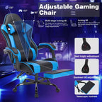 Ora Maison Sedia da gaming ergonomica con poggiapiedi e supporto lombare, sedia da computer girevole regolabile in altezza e traspirante per adulti, blu