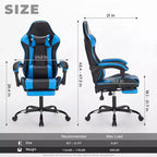 Ora Maison Sedia da gaming ergonomica con poggiapiedi e supporto lombare, sedia da computer girevole regolabile in altezza e traspirante per adulti, blu