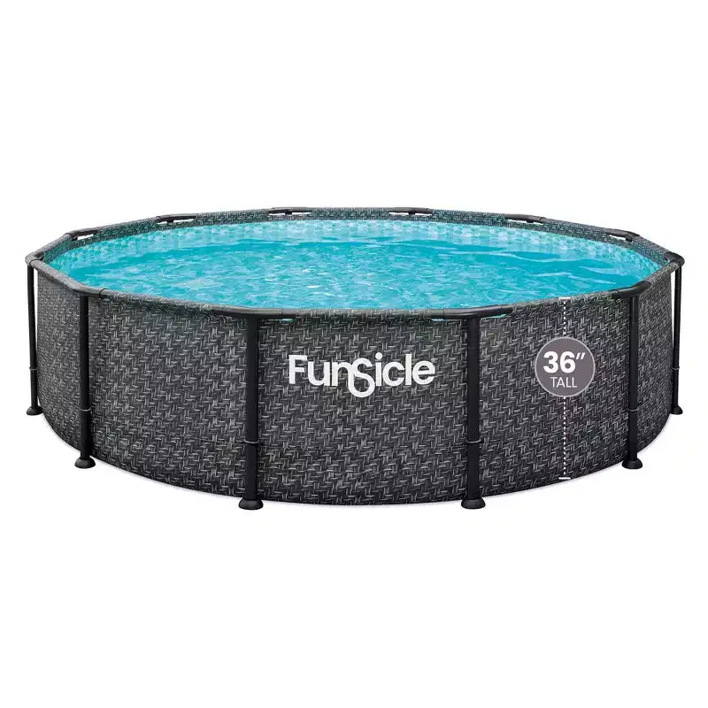 Funsicle 12' x 36 Oasis Designer Round Above Ground Pool, Dark Herringbone