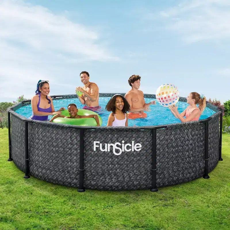 Piscine hors sol ronde Funsicle Oasis Designer 3,66 m x 0,91 m, motifs à chevrons foncés