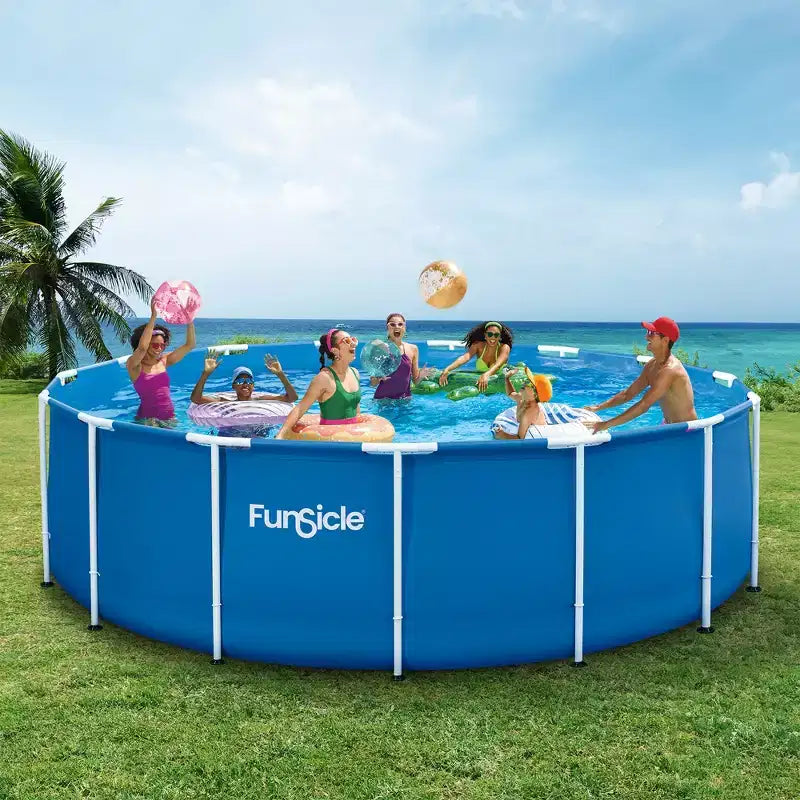 Ensemble de piscine hors sol ronde Funsicle 15' x 48 avec cadre pour activités extérieures