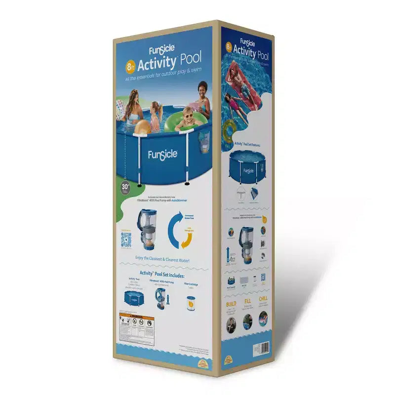 Ensemble piscine hors-sol ronde Funsicle 8' x 30 pour activités de plein air