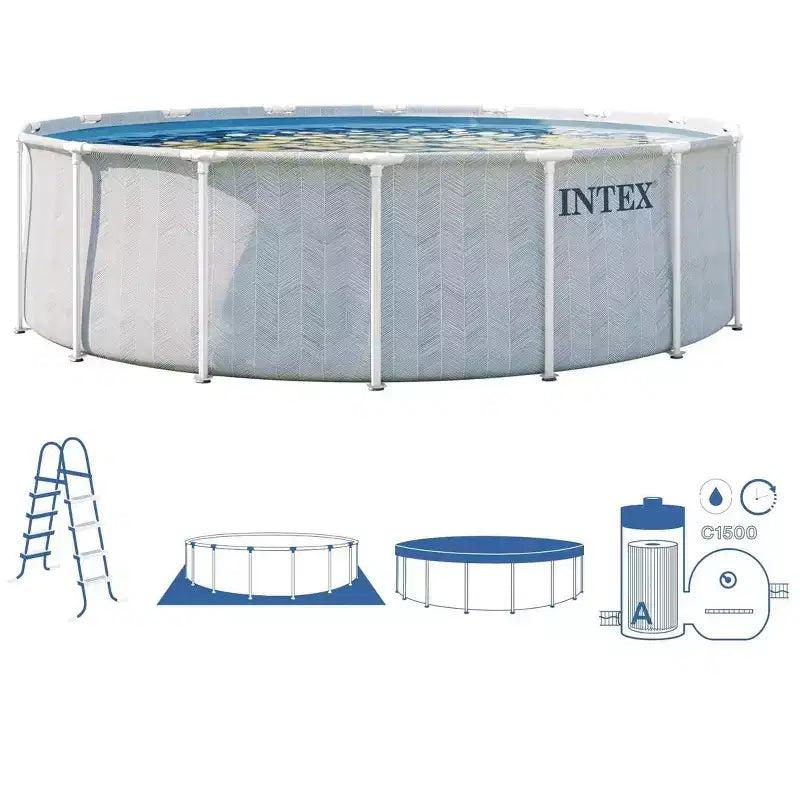 Intex 16FT X 48IN Chevron Prism Frame Premium Pool Set with 1500gph Filter Pump