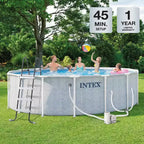 Piscine Prism Frame Premium Intex 4,88 m x 1,22 m motif chevrons avec pompe de filtration 5678 l/h