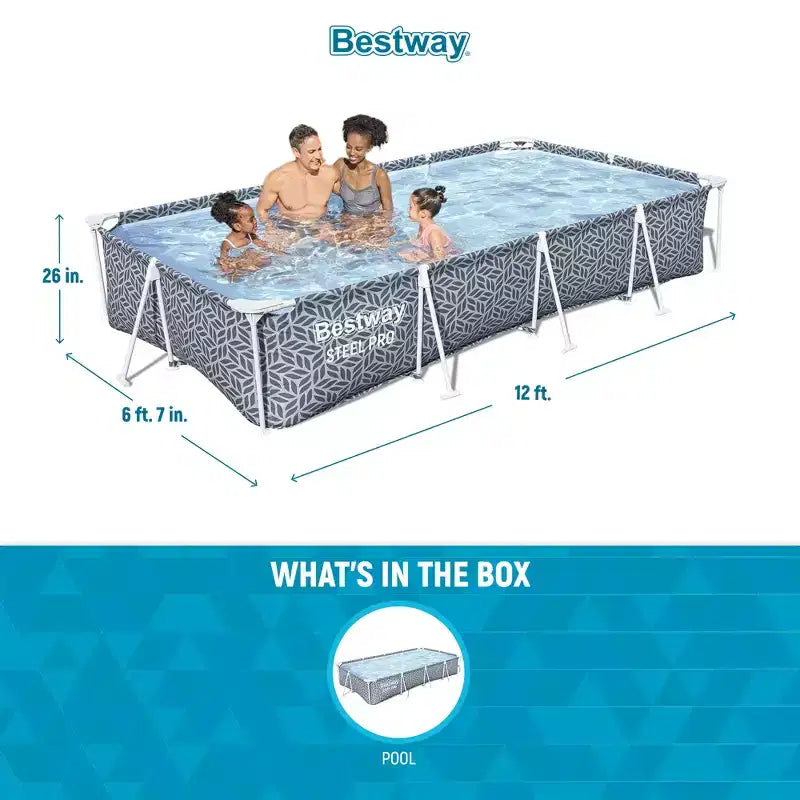 Piscine hors sol rectangulaire Bestway Steel Pro avec cadre en acier et liner en vinyle