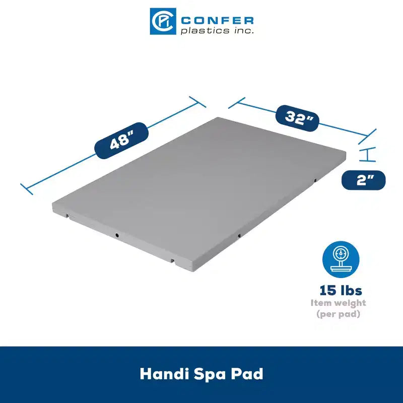 Confer Plastics Handi Spa Pad 32 x 48 x 2 Tapis modulaires connectables en plastique polyéthylène pour spa extérieur, fondation de spa résistante aux intempéries