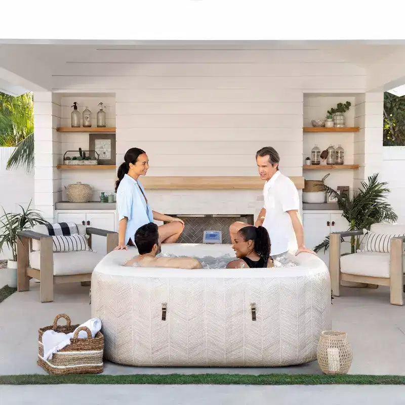 Intex : PureSpa : Chevron Deluxe - 4 places - Ensemble de spa gonflable d'extérieur crème