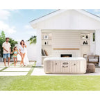 Intex: PureSpa: Chevron Deluxe - 6 places - Crème Spa gonflable d'extérieur, système à eau salée, 140 jets à bulles, couverture et tapis de sol, 77x77x28
