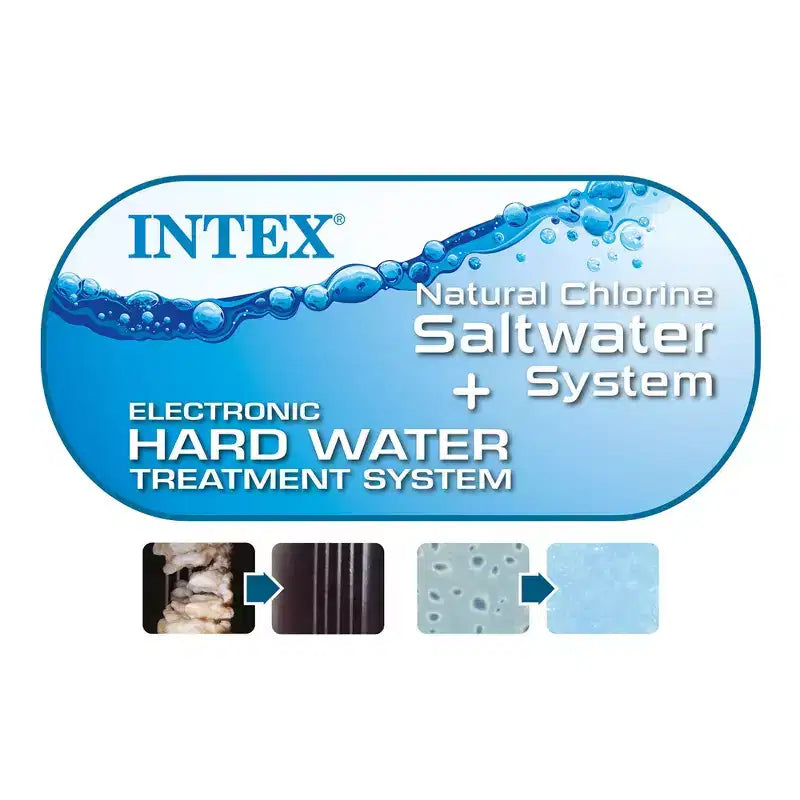 Intex: PureSpa: Chevron Deluxe - 6 places - Crème Spa gonflable d'extérieur, système à eau salée, 140 jets à bulles, couverture et tapis de sol, 77x77x28