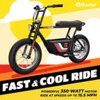Minimoto elettrica Razor Rambler 16 stile retrò con motore da 350 W e batteria da 36 V, nero