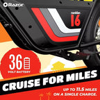 Minimoto elettrica Razor Rambler 16 stile retrò con motore da 350 W e batteria da 36 V, nero