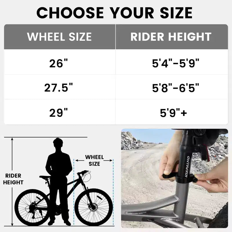 Vélo tout terrain NAYSAYE 26 pouces 21 vitesses pour adulte avec cadre en acier à haute teneur en carbone et double frein à disque mécanique, 67*26,5*38