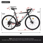 NAYSAYE Bicicletta da strada 700C 16 velocità, telaio leggero in alluminio con freni a disco doppi per uomo e donna, 68*18*37.5