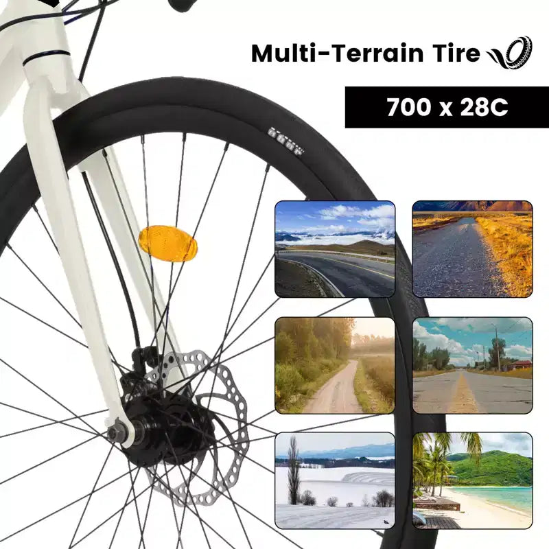 NAYSAYE Bicicletta da strada 700C 16 velocità, telaio leggero in alluminio con freni a disco doppi per uomo e donna, 68*18*37.5