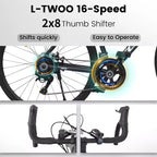 NAYSAYE Bicicletta da strada 700C 16 velocità, telaio leggero in alluminio con freni a disco doppi per uomo e donna, 68*18*37.5