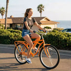 NAYSAYE Vélo Cruiser de plage 26 pouces 7 vitesses pour hommes et femmes avec cadre en acier à haute résistance et roues en alliage, or, 67,8*42,51*28,74
