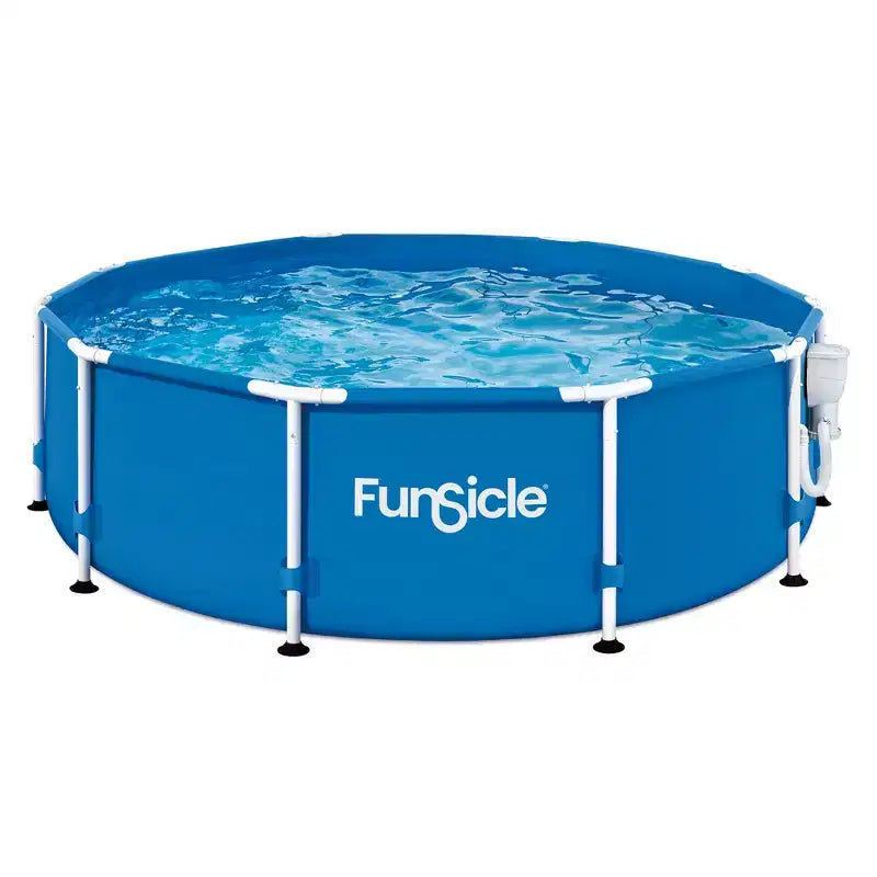 Funsicle Active Outdoor Round Frame Above Ground Swimming Pool Set with Filter Pump and Type D Filter Cartridge, Blue