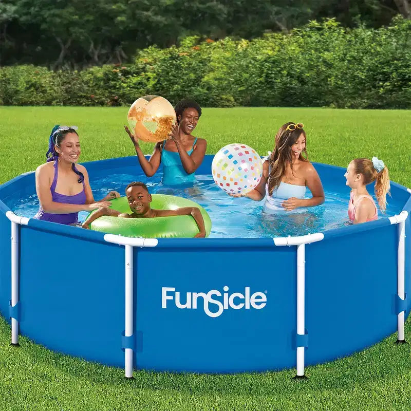 Piscine hors-sol ronde Funsicle Active Outdoor avec pompe de filtration et cartouche filtrante de type D, bleue