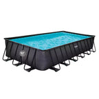 Funsicle 24 Ft Oasis Designer Lap Above Ground Pool w/ Pump, Dark Chevron Rattan