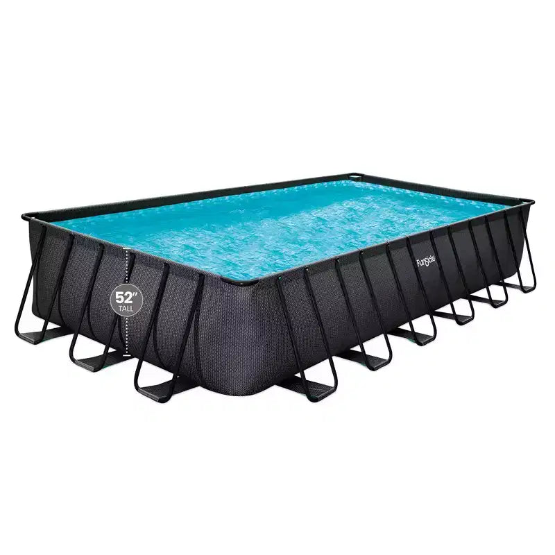 Funsicle 24 Ft Oasis Designer Lap Above Ground Pool w/ Pump, Dark Chevron Rattan