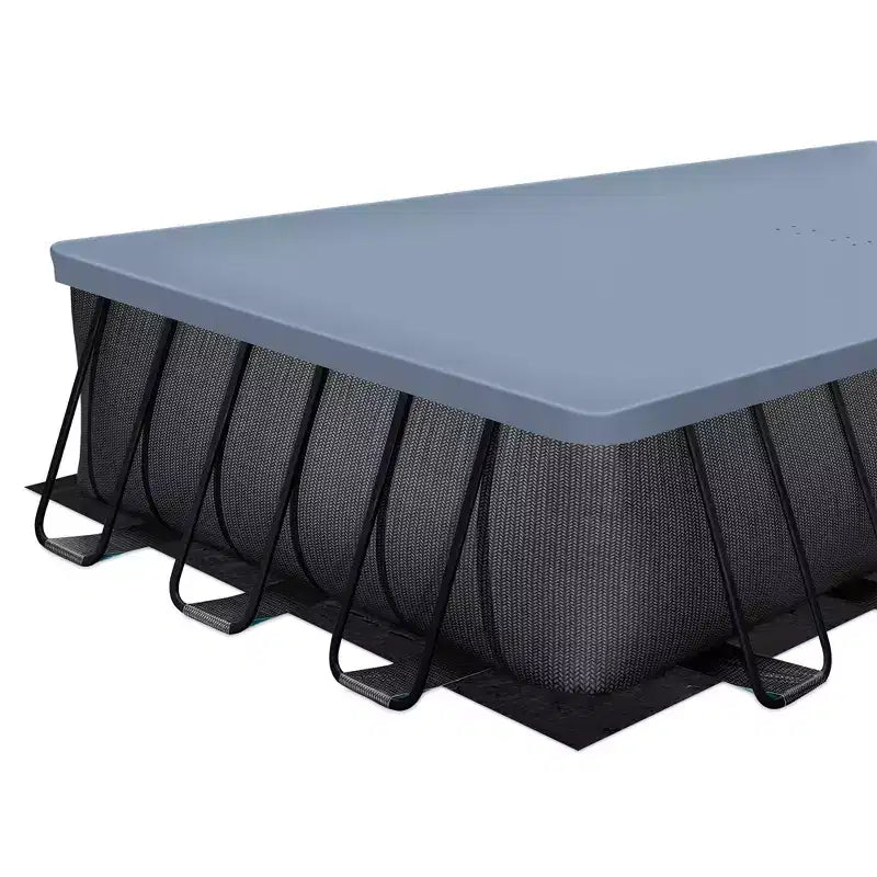 Piscine hors-sol Funsicle Oasis Designer de 7,3 m avec pompe, motif chevrons foncés et rotin