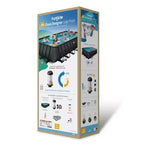 Piscine hors-sol Funsicle Oasis Designer de 7,3 m avec pompe, motif chevrons foncés et rotin
