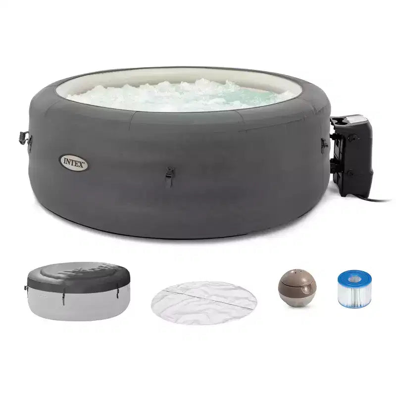 INTEX 28489 SimpleSpa Inflatable Bubble Massage Spa: Includes Energy Efficient Cover Built-in QuickFill Inflation 6 Person Capacity 85 x 26