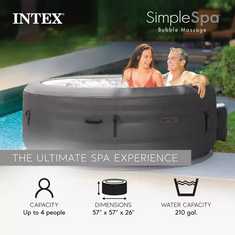 INTEX 28489 Spa gonflable de massage à bulles SimpleSpa : Inclut une couverture écoénergétique, un gonflage rapide intégré, capacité de 6 personnes, 216 x 66 cm