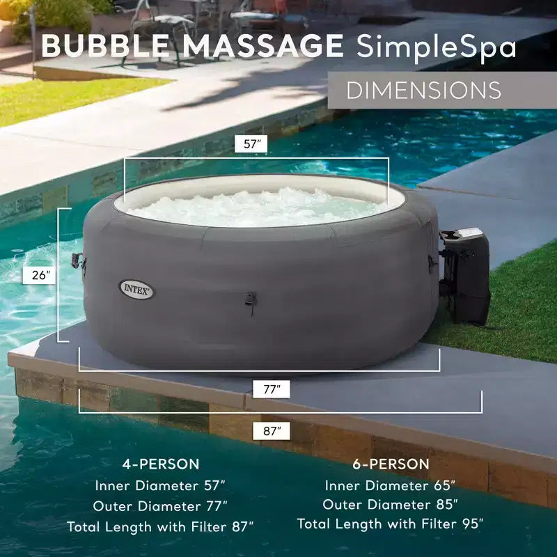 INTEX 28489 Spa gonflable de massage à bulles SimpleSpa : Inclut une couverture écoénergétique, un gonflage rapide intégré, capacité de 6 personnes, 216 x 66 cm