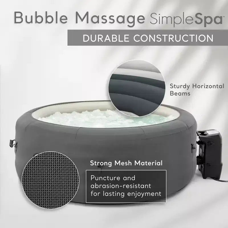 INTEX 28489 Spa gonflable de massage à bulles SimpleSpa : Inclut une couverture écoénergétique, un gonflage rapide intégré, capacité de 6 personnes, 216 x 66 cm
