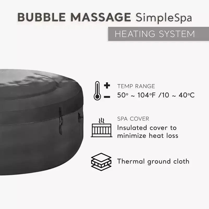 INTEX 28489 Spa gonflable de massage à bulles SimpleSpa : Inclut une couverture écoénergétique, un gonflage rapide intégré, capacité de 6 personnes, 216 x 66 cm