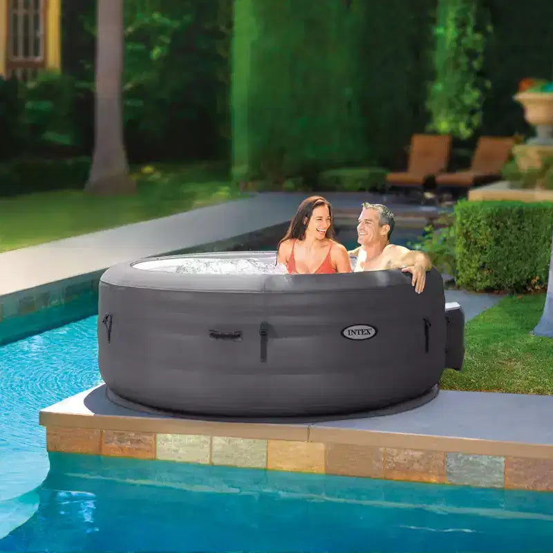 INTEX 28489 Spa gonflable de massage à bulles SimpleSpa : Inclut une couverture écoénergétique, un gonflage rapide intégré, capacité de 6 personnes, 216 x 66 cm