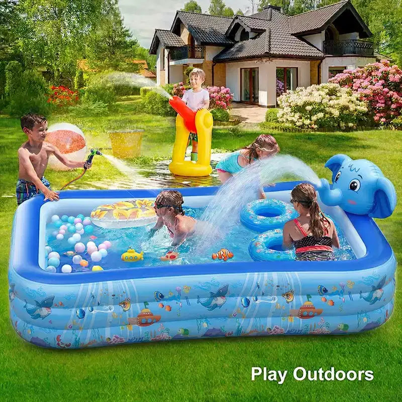 Piscine gonflable éléphant avec jet d'eau, grande piscine gonflable pour adultes et enfants, piscine gonflable familiale surdimensionnée et épaissie