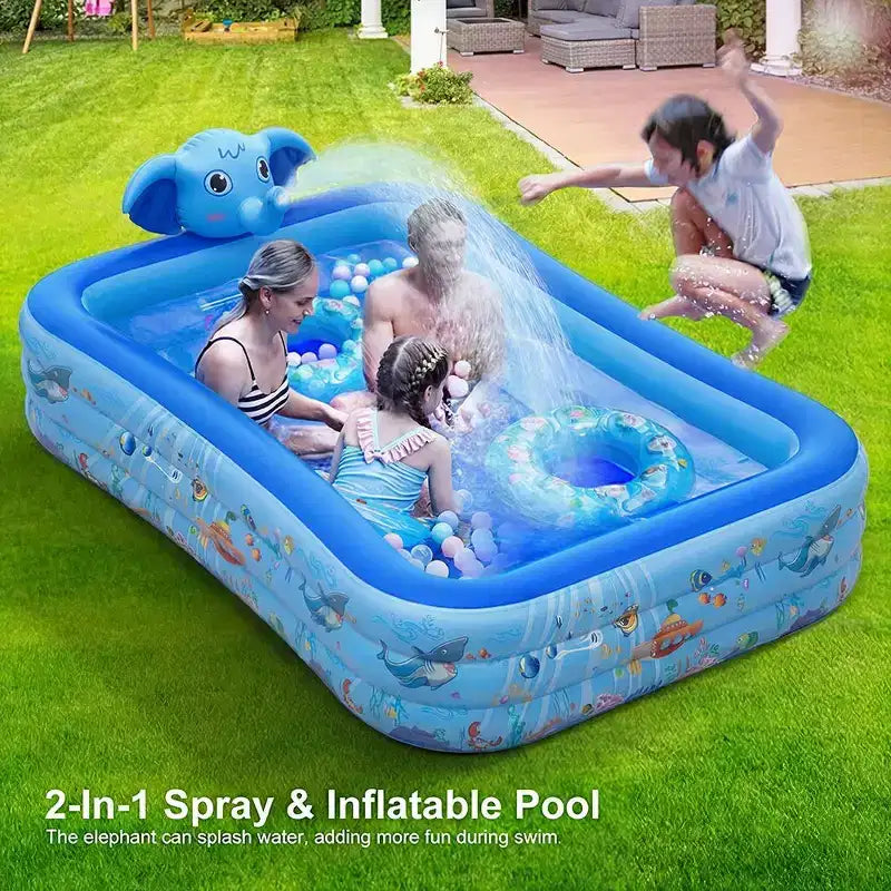 Piscine gonflable éléphant avec jet d'eau, grande piscine gonflable pour adultes et enfants, piscine gonflable familiale surdimensionnée et épaissie