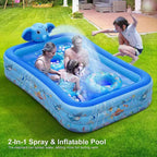Piscine gonflable éléphant avec jet d'eau, grande piscine gonflable pour adultes et enfants, piscine gonflable familiale surdimensionnée et épaissie