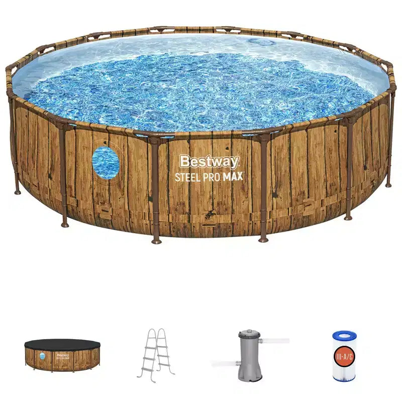 Bestway : Steel Pro MAX Splashview - 4,27 m x 1,07 m, Marron - Piscine Hors Sol Ronde