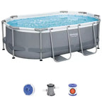 Bestway : Steel Pro MAX - 3,05 m x 2,01 m x 84 cm, piscine ovale hors sol grise